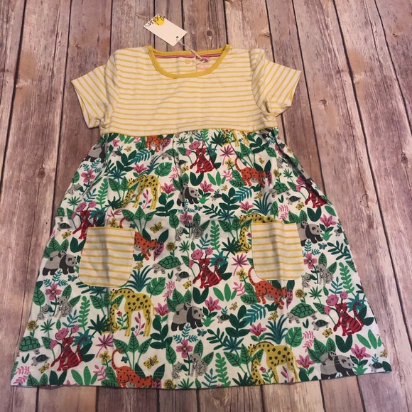 mini boden jungle dress Boden Girls Short Sleeve Logo Tulle Dress in Green